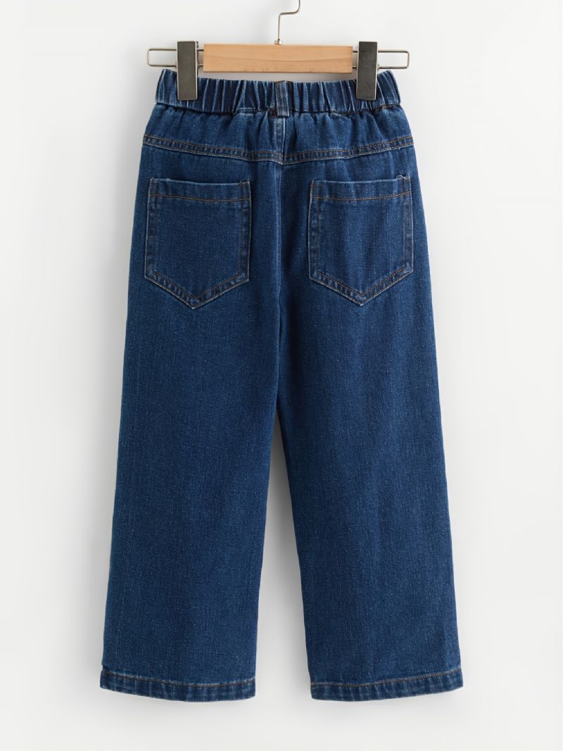 Flickor Casual Vintage Ripped Denim Jeans Med Resår I Midjan För Vintern