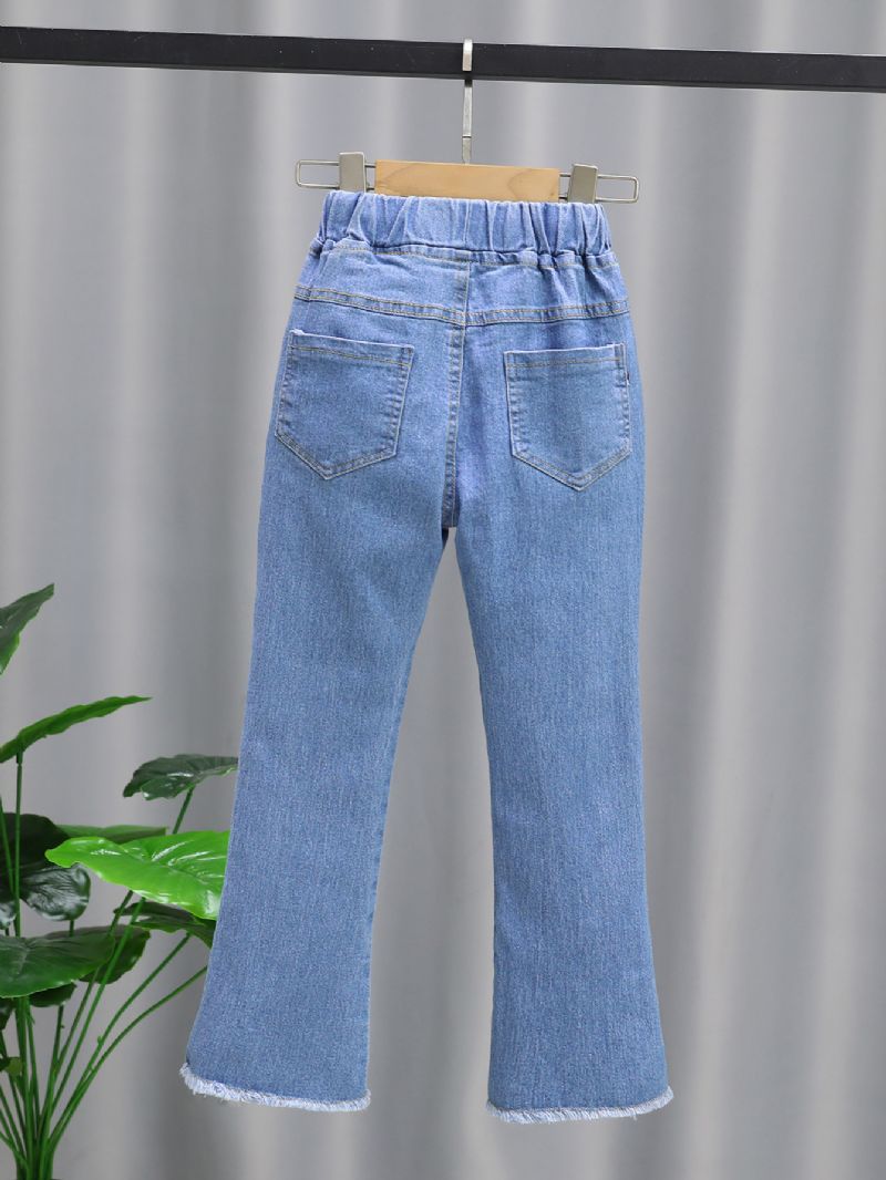 Flickor Casual Vita Blommiga Jeans