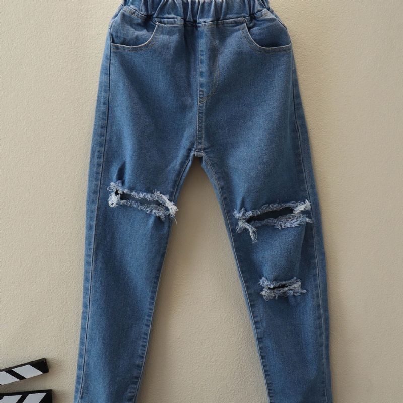 Flickor Enfärgade Stretch Ripped Jeans