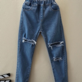 Flickor Enfärgade Stretch Ripped Jeans