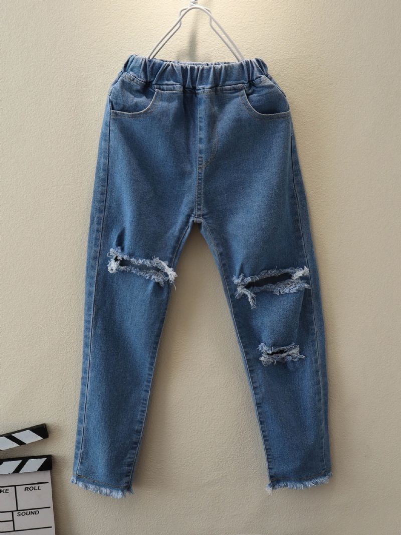 Flickor Enfärgade Stretch Ripped Jeans