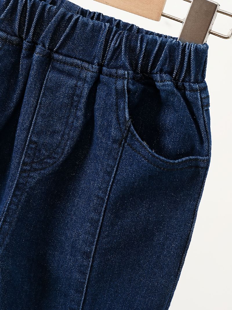 Flickor Enkel Mode Bow Denim Utsvängda Jeans