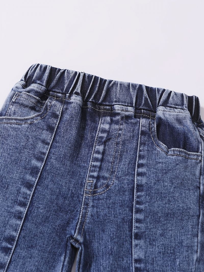 Flickor Flare Ben Jeans Elastiska Midja Byxor Barnkläder