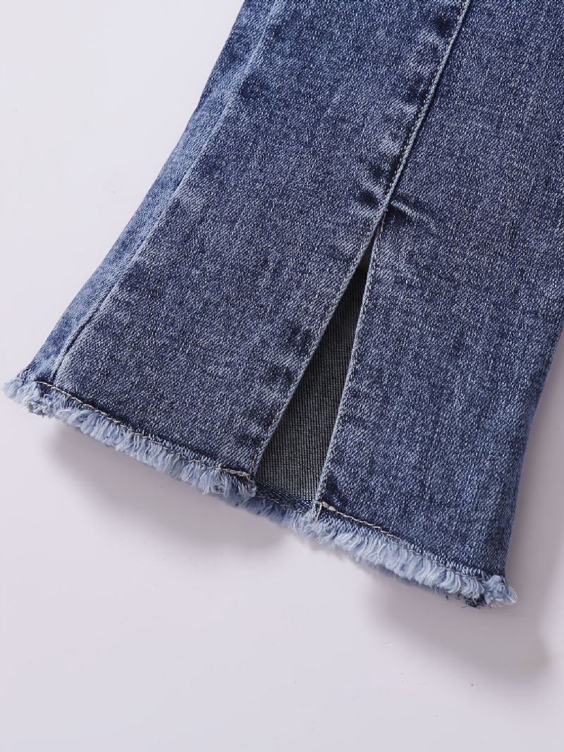 Flickor Flare Ben Jeans Elastiska Midja Byxor Barnkläder