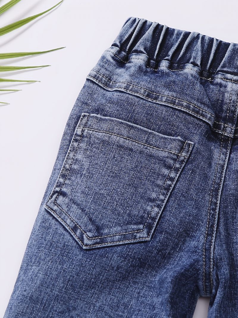 Flickor Flare Ben Jeans Elastiska Midja Byxor Barnkläder