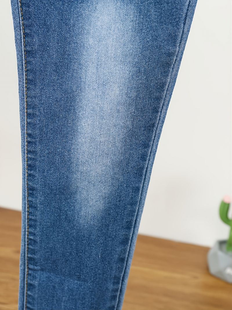 Flickor Letter Stretch Denim Casual Jeans Höst Vinter