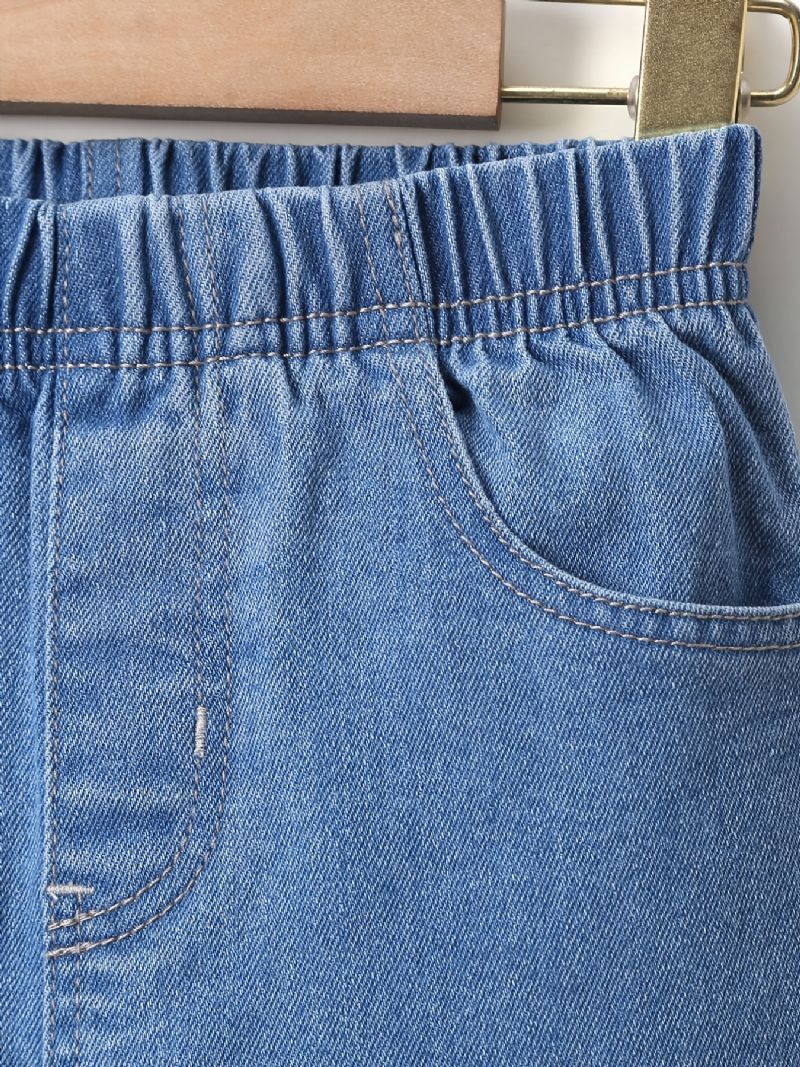 Flickor Med Utsvängda Jeans Komfortjeansbyxor Med Resår I Midjan