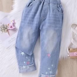 Flickor Mode Brodery Star Jeans