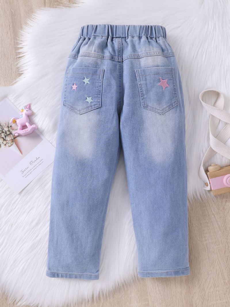 Flickor Mode Brodery Star Jeans