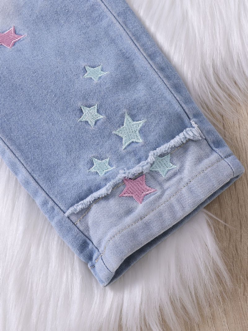 Flickor Mode Brodery Star Jeans