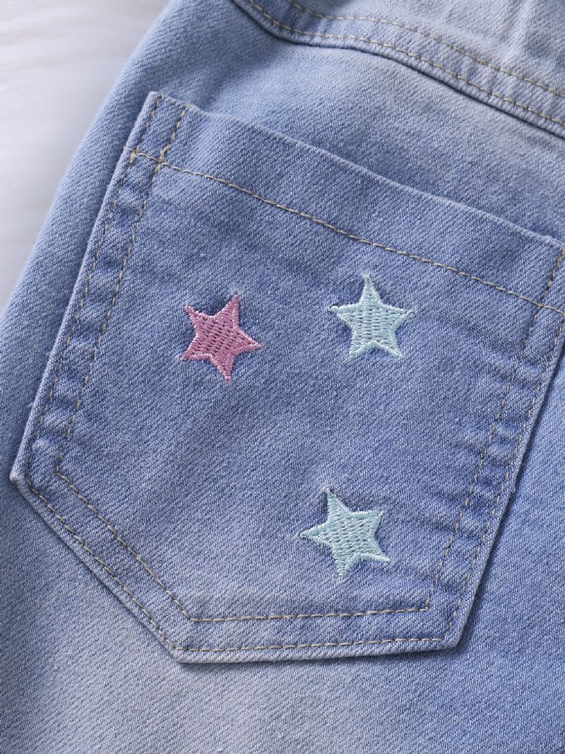 Flickor Mode Brodery Star Jeans