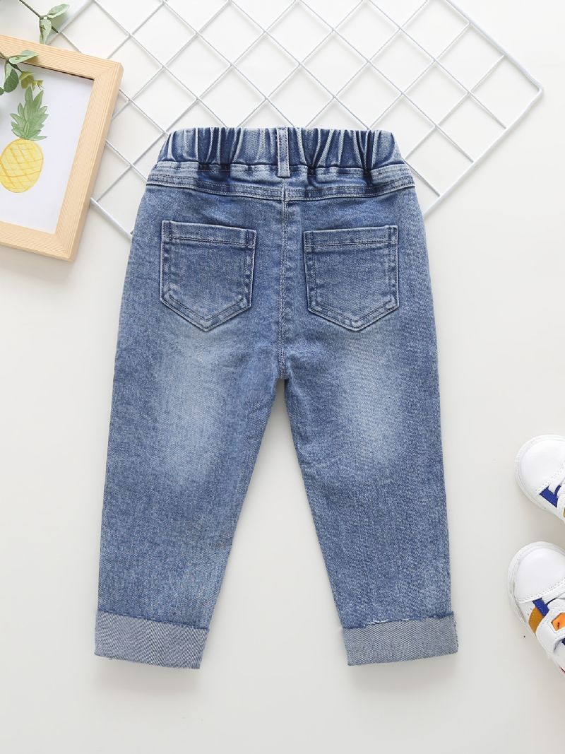 Höst & Vinter Flickor Casual Letter Print Denim Jeans