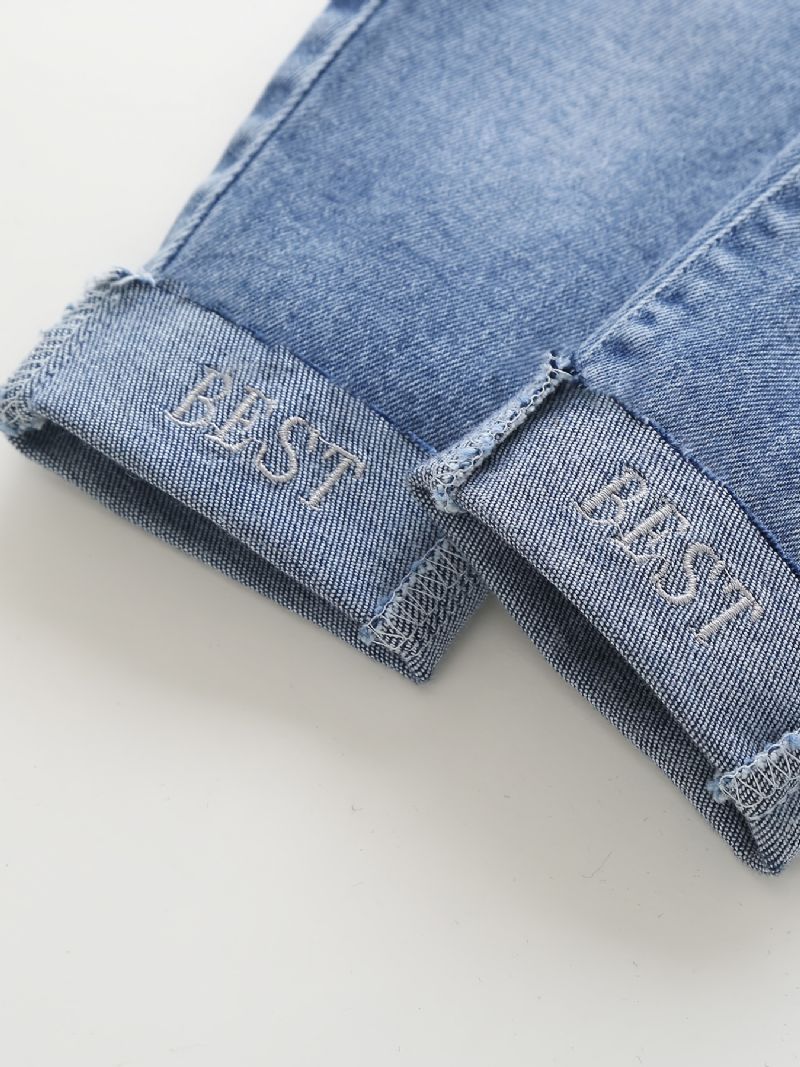 Höst & Vinter Flickor Casual Letter Print Denim Jeans