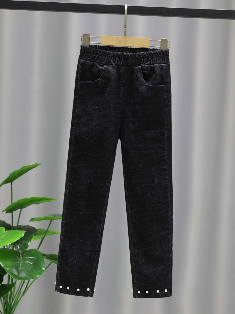 Höst Vinter Flickor Modeabla Casual Pearl Jeans