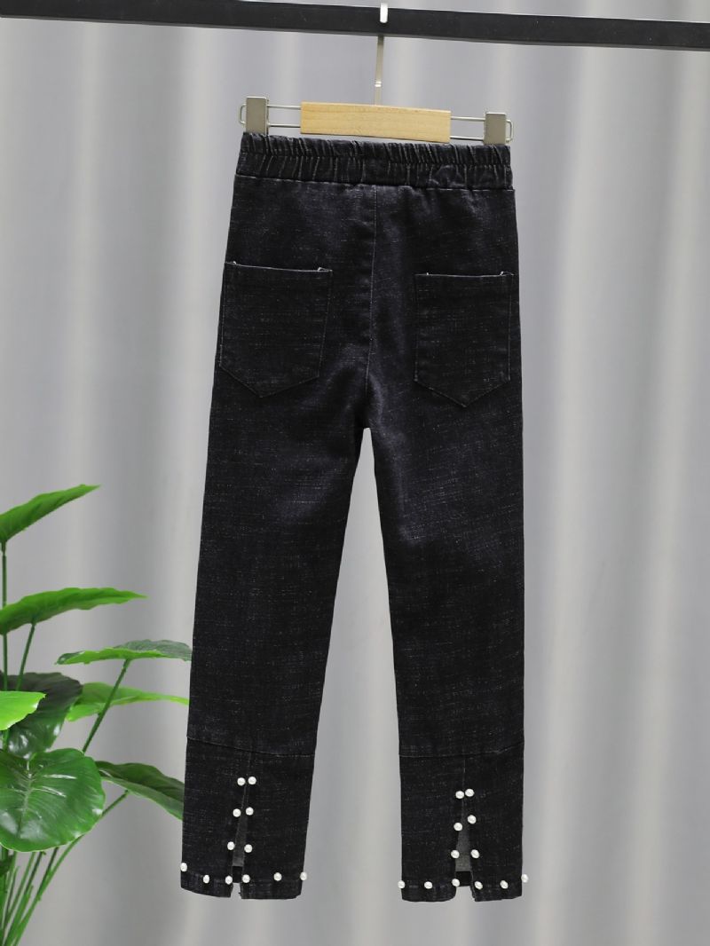 Höst Vinter Flickor Modeabla Casual Pearl Jeans