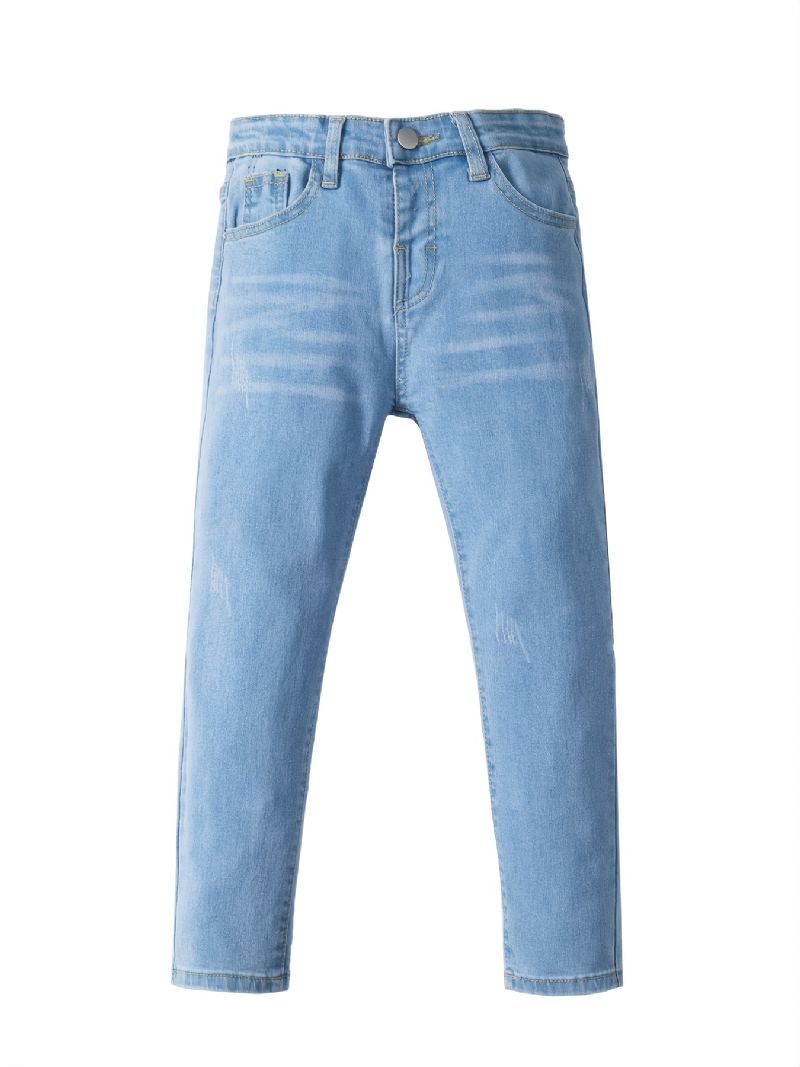 Höstvinter Flickor Enfärgade Elastiska Jeans