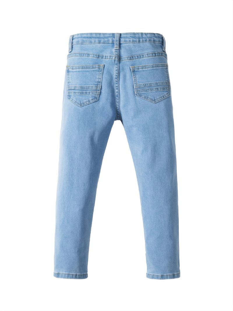 Höstvinter Flickor Enfärgade Elastiska Jeans