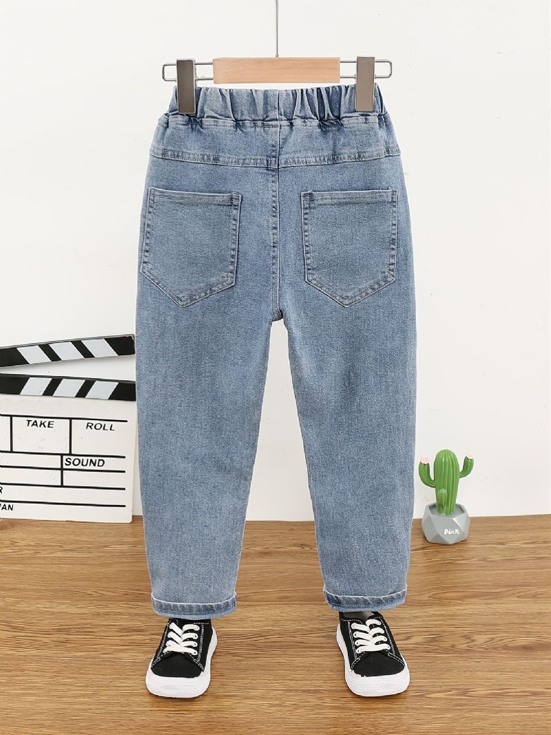 Jeans Med Alfabetsmönster För Pojkar