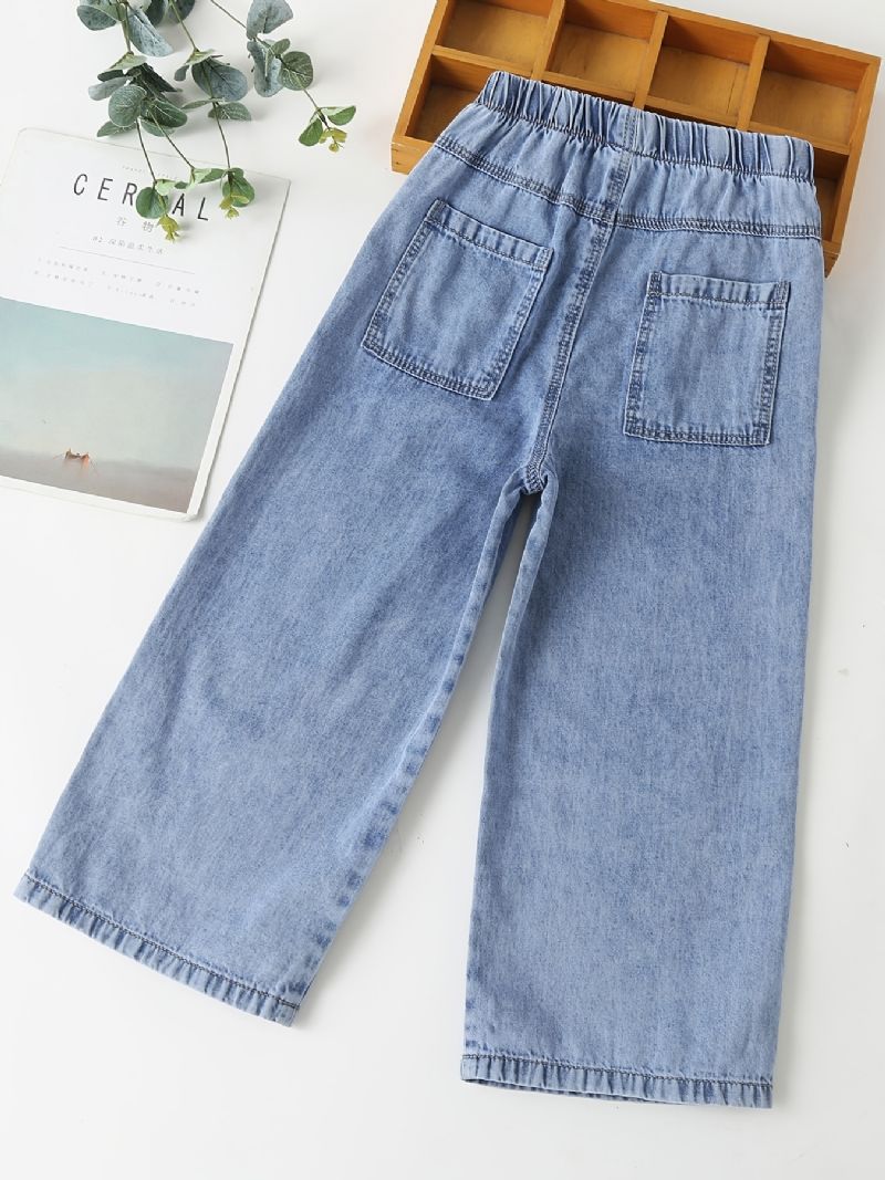 Jeans Med Breda Ben För Flickor Elastiskt Midjeband För Höst Och Vinter Nyhet