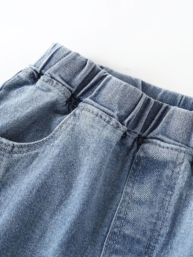 Jeans Med Breda Ben För Flickor Med Resår I Midjan