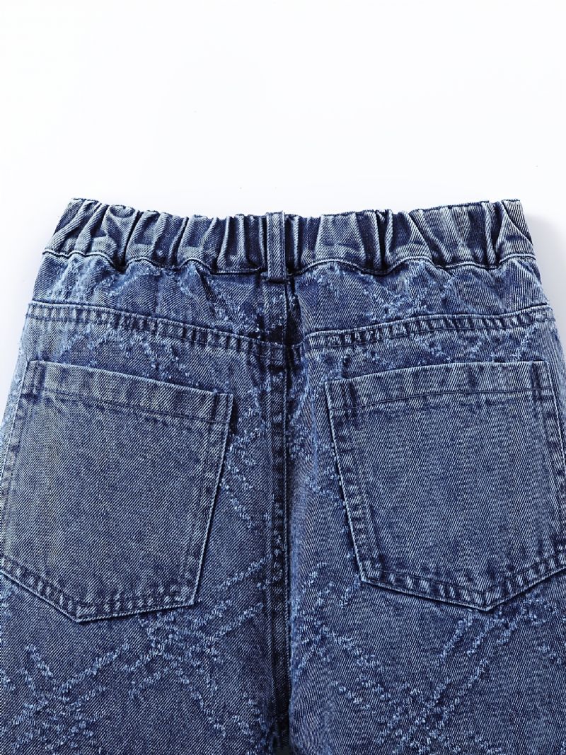 Jeans Med Vida Ben För Flickor Casual Enfärgade Byxor Barnkläder