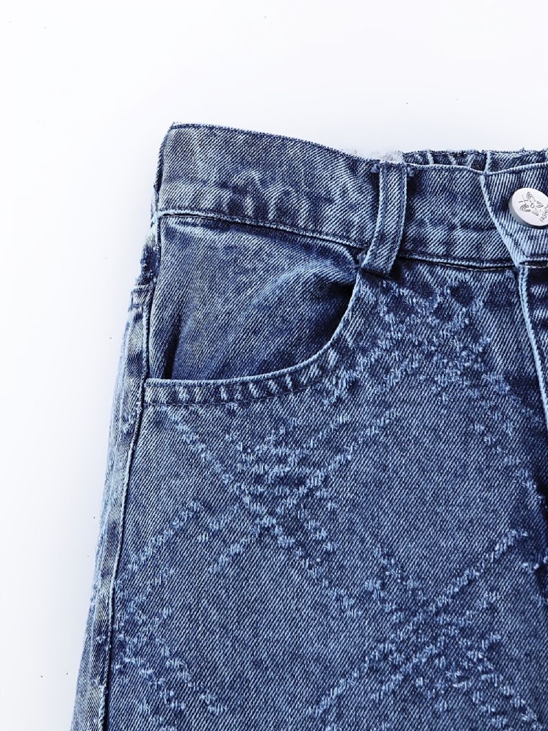 Jeans Med Vida Ben För Flickor Casual Enfärgade Byxor Barnkläder