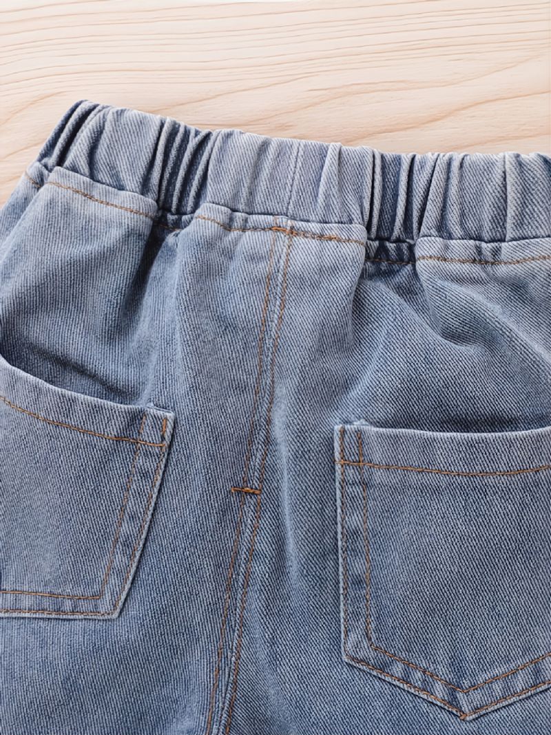 Modeabla Randiga Denim För Flickor Casual Jeans För Höstvinter