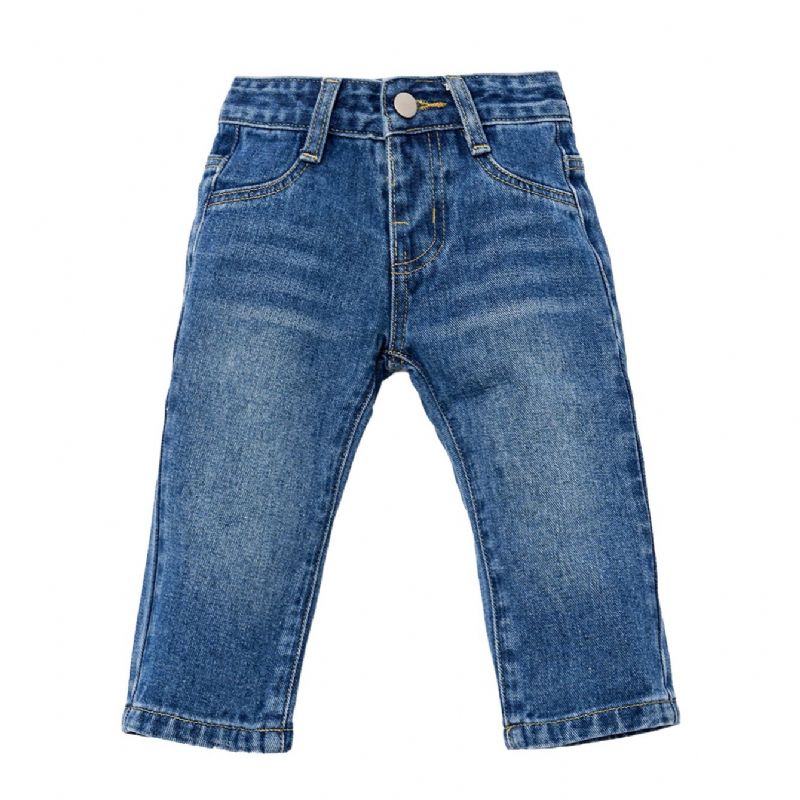 Newborn Bebis Flickor Blue Long Zipper Jeans