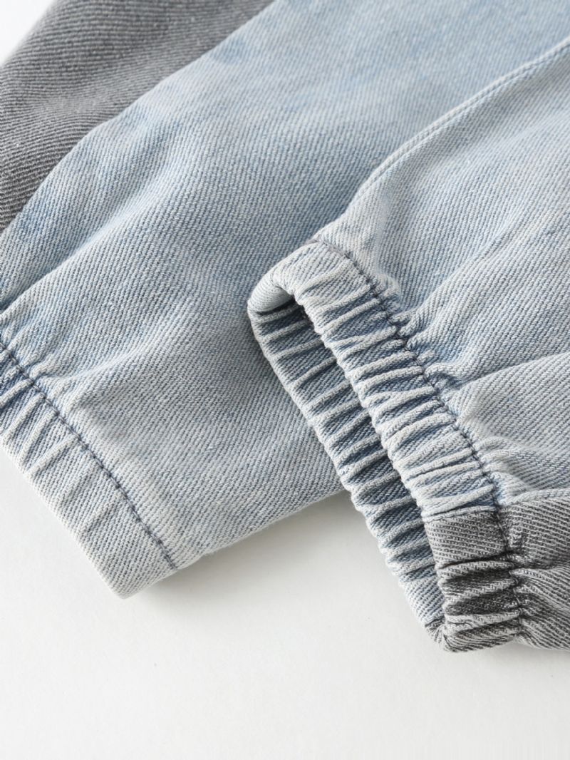 Pojkar Avsmalnande Jeans Solid Elastisk Midja Jeansbyxor Barnkläder