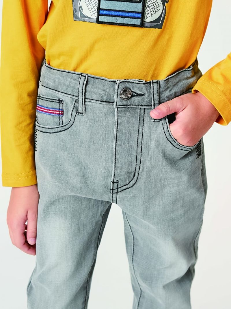 Pojkar Casual Blå Grå Snygga Jeans Barnkläder