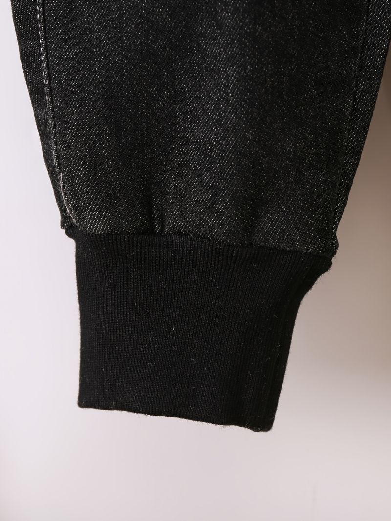 Pojkar Casual Black Pocket Front Elastisk Midja Jeans Kläder