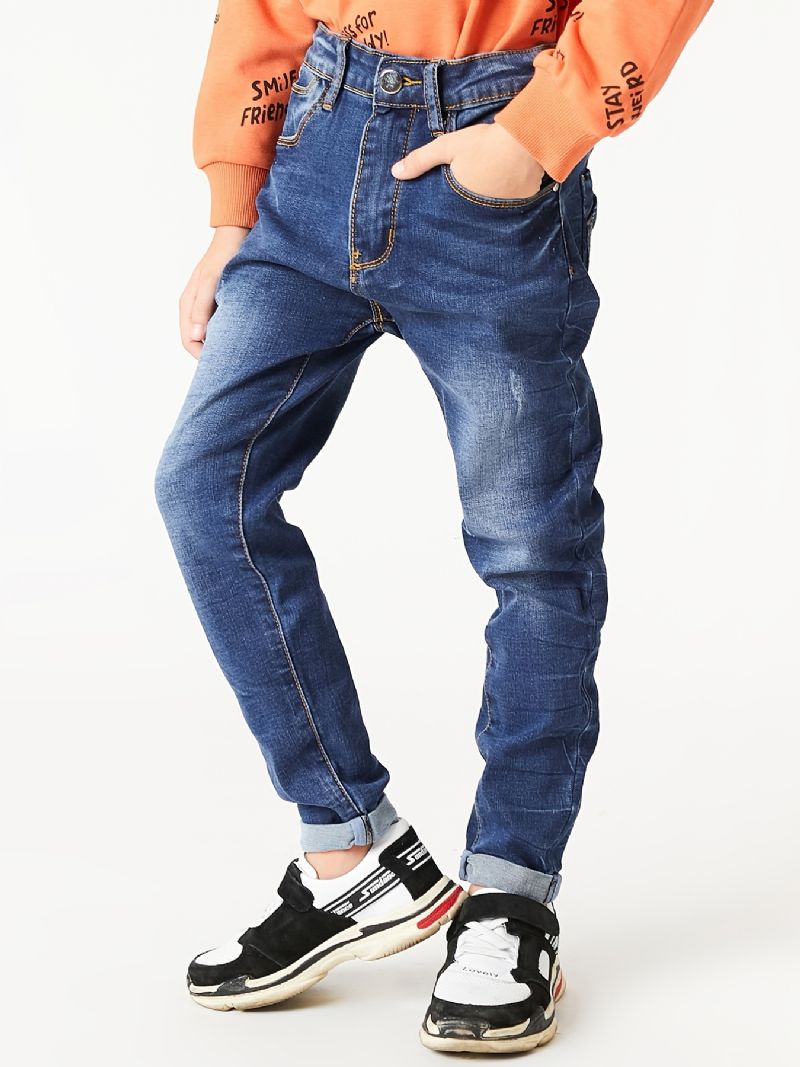 Pojkar Casual Enkel Vintage Jeans Raka Ben Bekväma Byxor