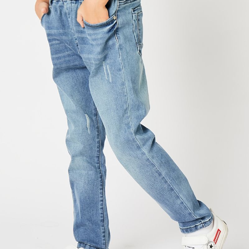 Pojkar Casual Enkla Vintage Jeansjeans Med Resår I Midjan