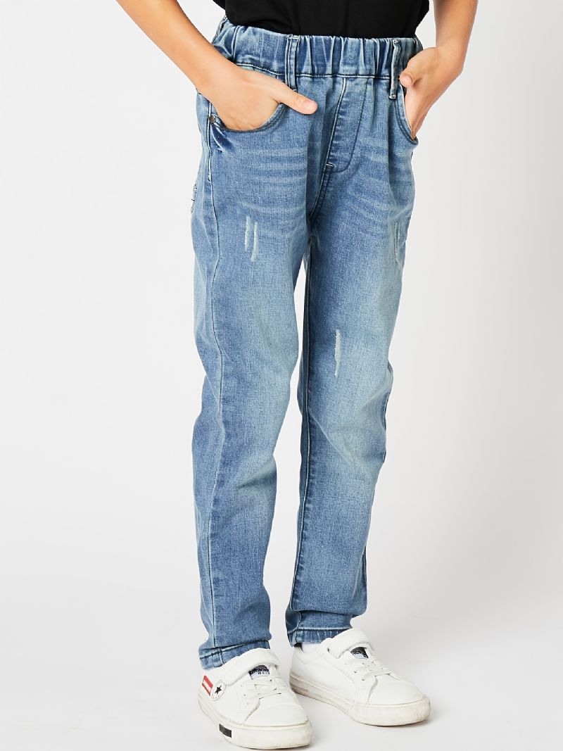 Pojkar Casual Enkla Vintage Jeansjeans Med Resår I Midjan