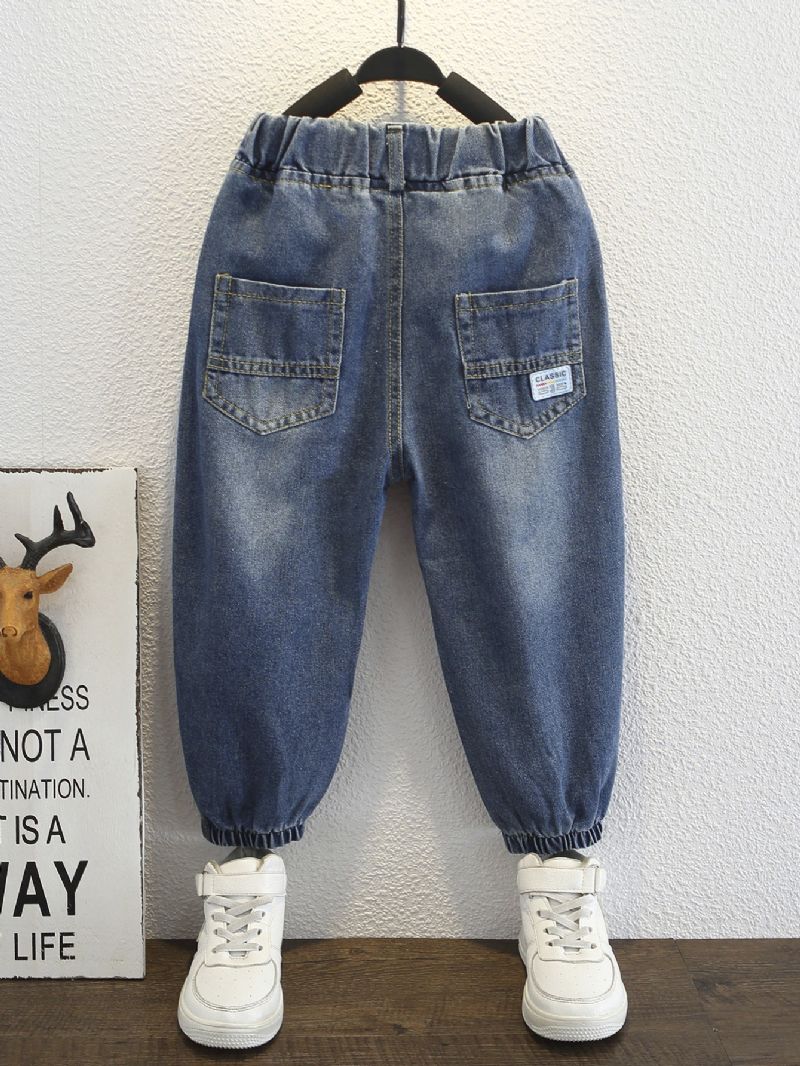 Pojkar Casual Jeans Jeansbyxor Med Elastisk Midja