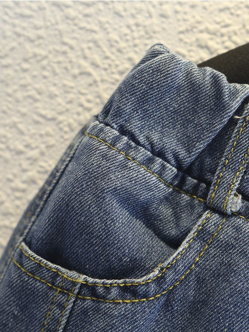 Pojkar Casual Jeans Jeansbyxor Med Elastisk Midja