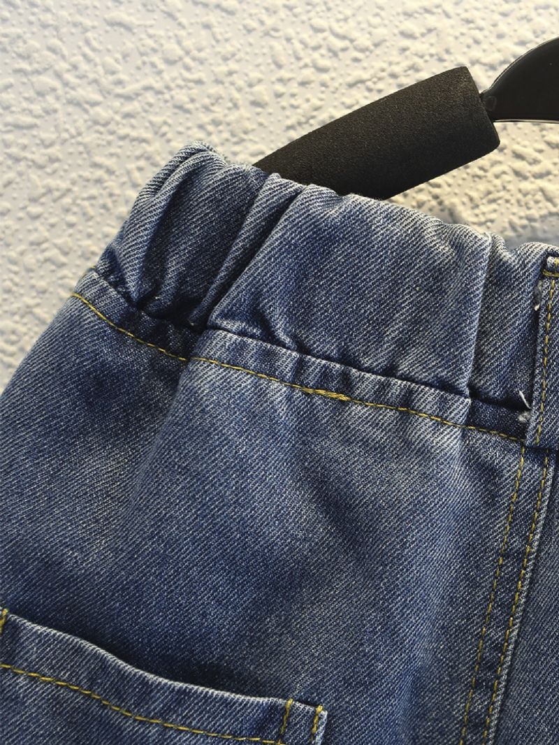 Pojkar Casual Jeans Jeansbyxor Med Elastisk Midja