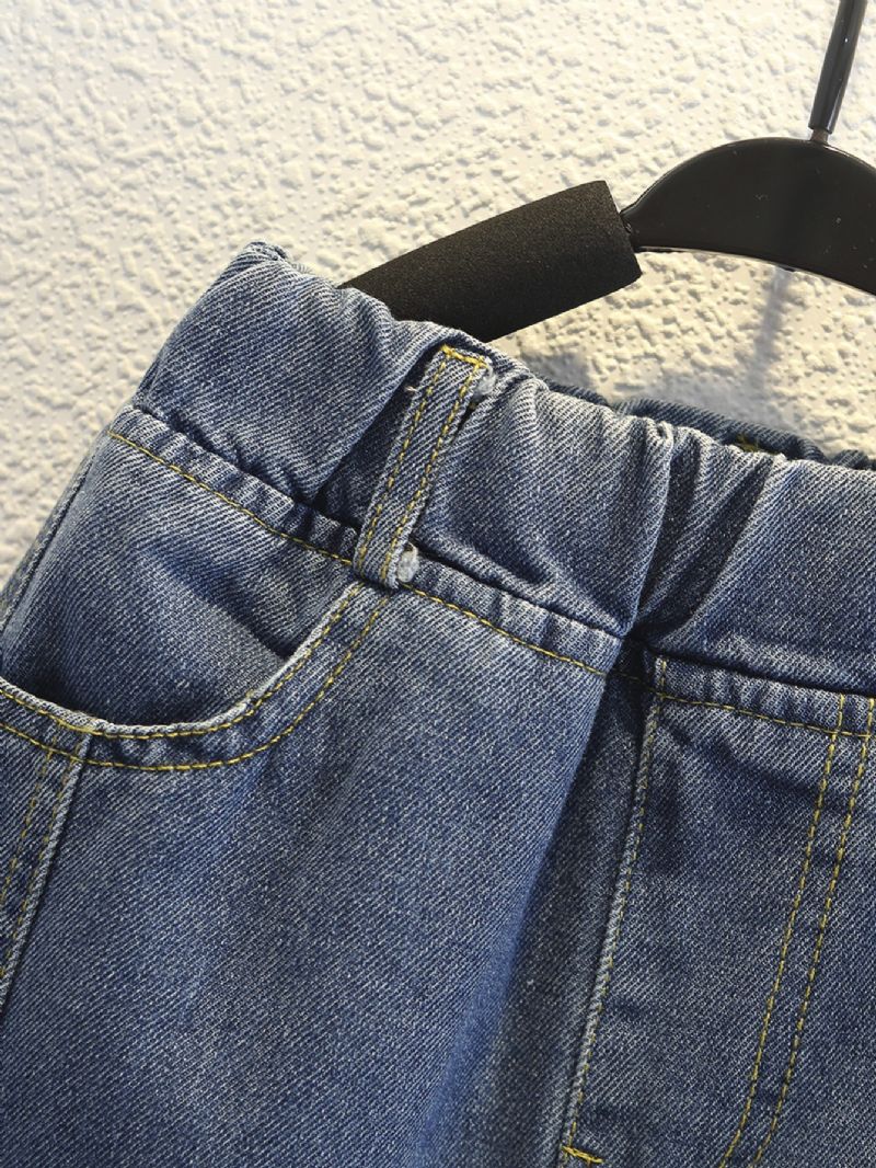 Pojkar Casual Jeans Jeansbyxor Med Elastisk Midja