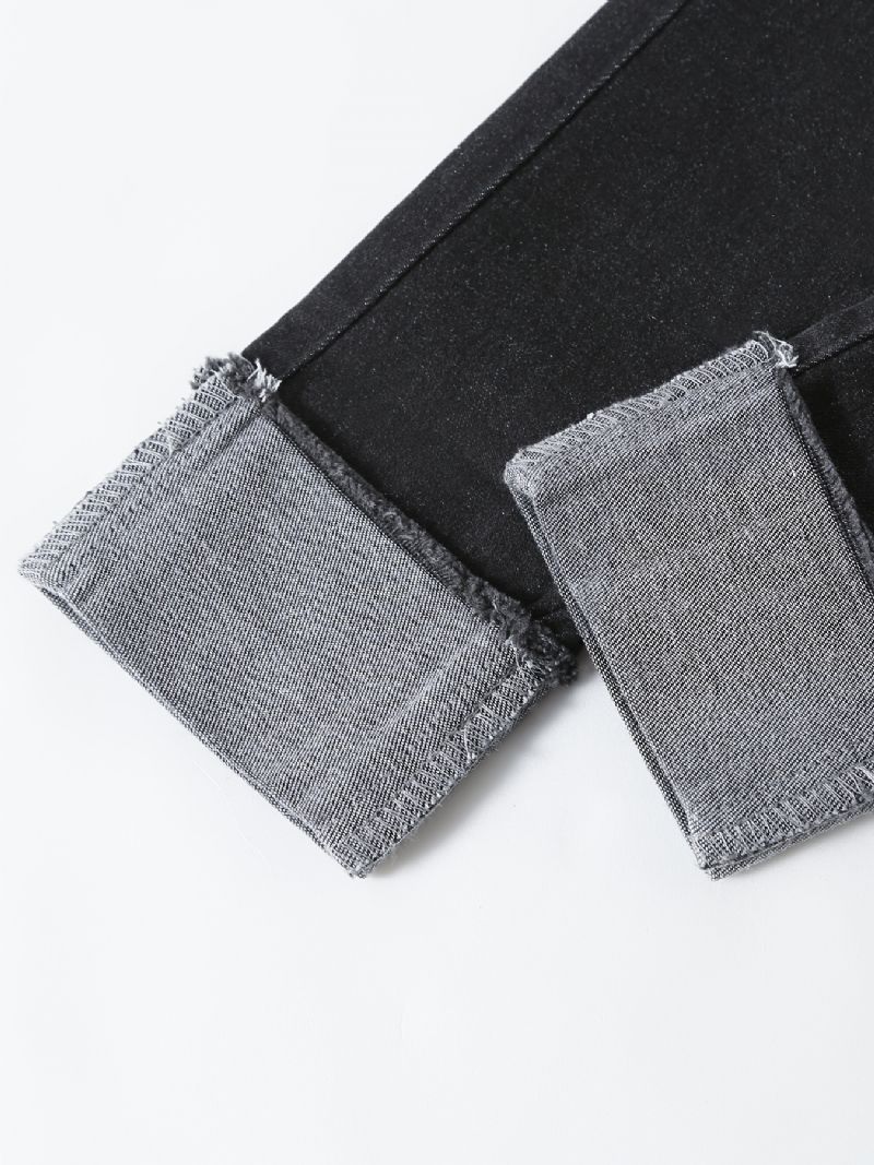 Pojkar Casual Solid Black Denim Jeans Med Resår I Midjan