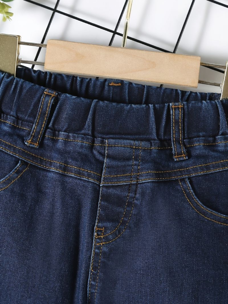 Pojkar Casual Vintage Solid Jeans Med Stretchig Midja För Vintern