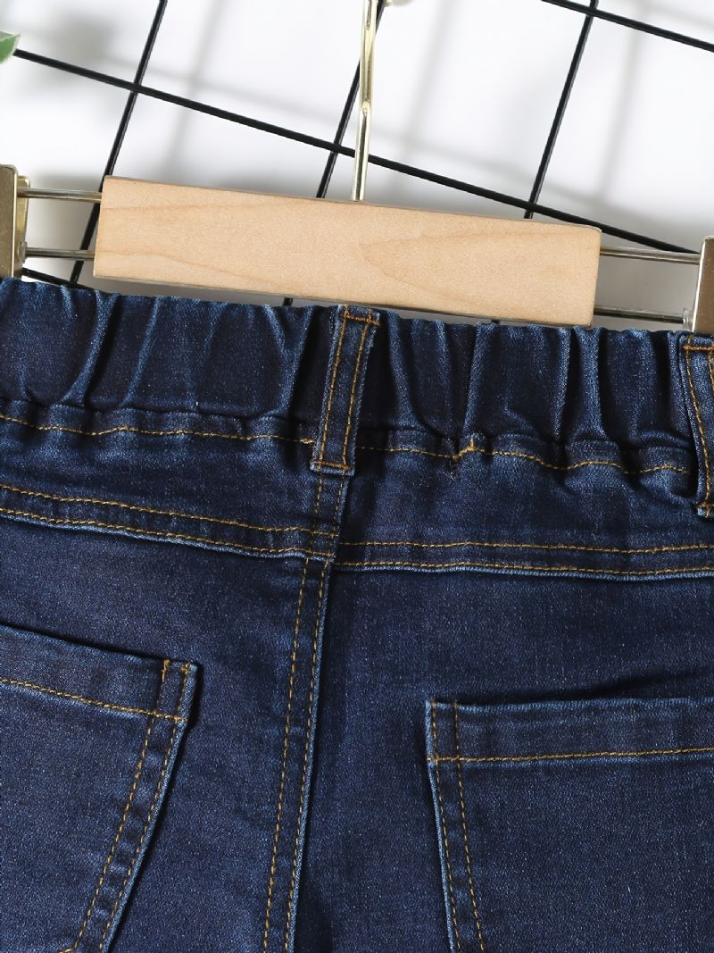 Pojkar Casual Vintage Solid Jeans Med Stretchig Midja För Vintern