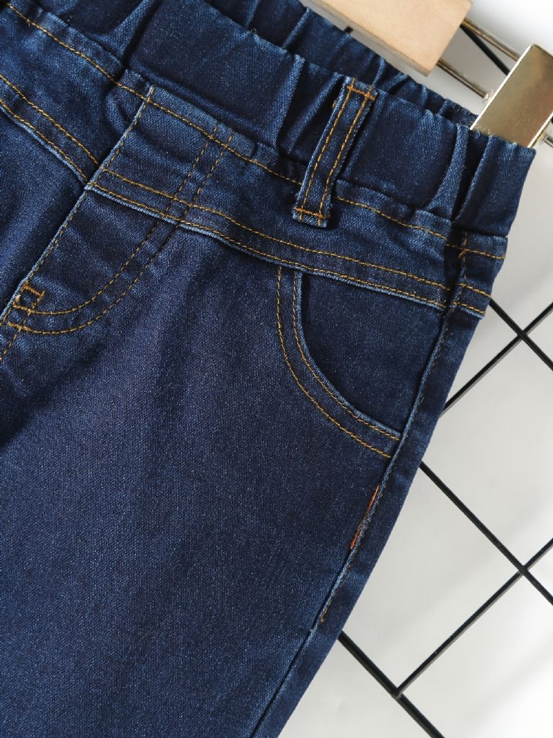 Pojkar Casual Vintage Solid Jeans Med Stretchig Midja För Vintern