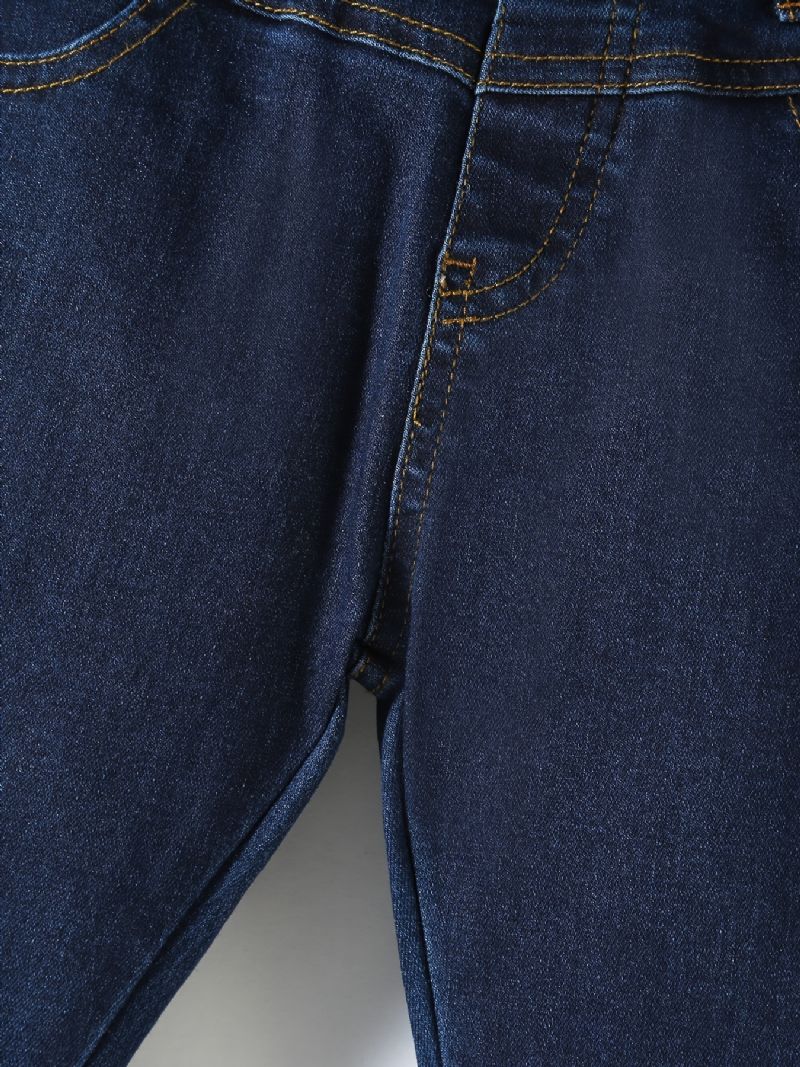 Pojkar Casual Vintage Solid Jeans Med Stretchig Midja För Vintern