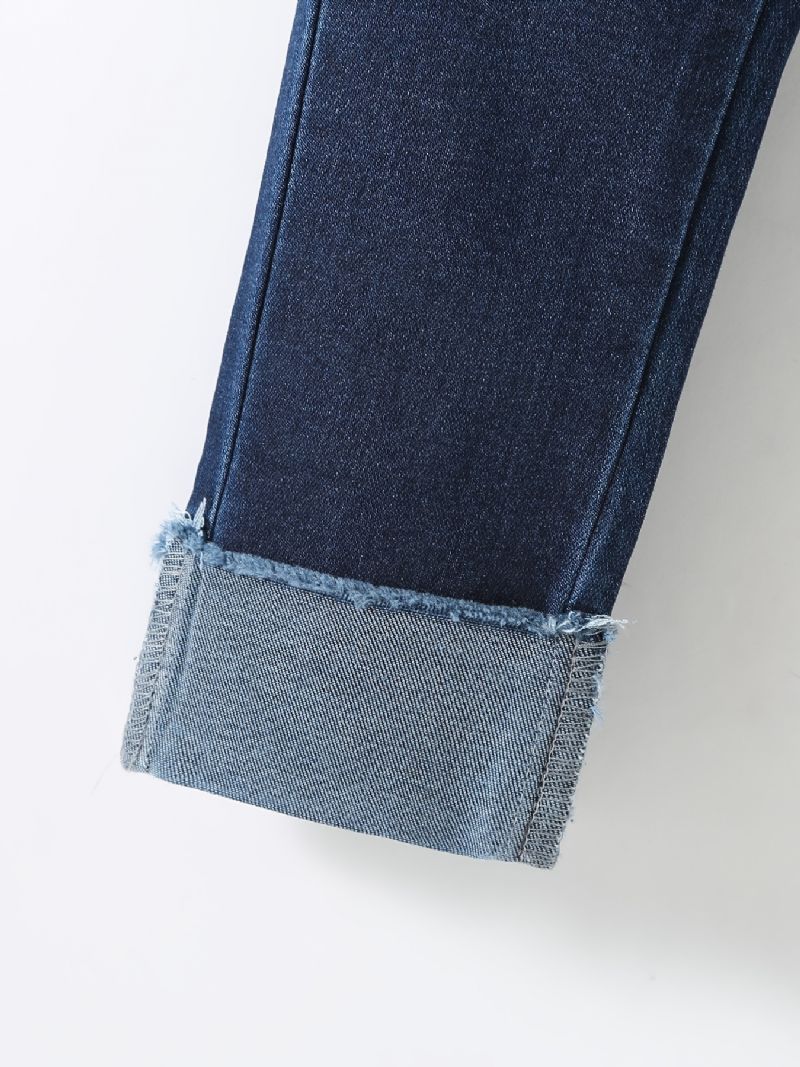 Pojkar Casual Vintage Solid Jeans Med Stretchig Midja För Vintern