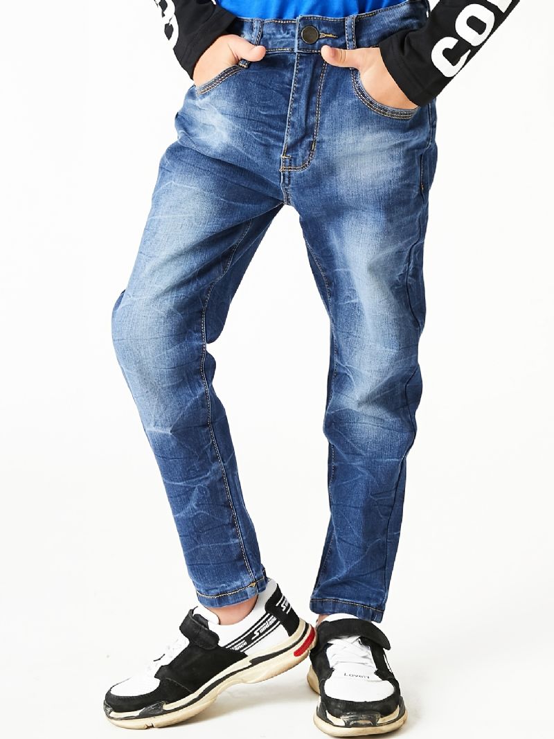 Pojkar Faded Button Regular Fit Denim Jeans Barnkläder