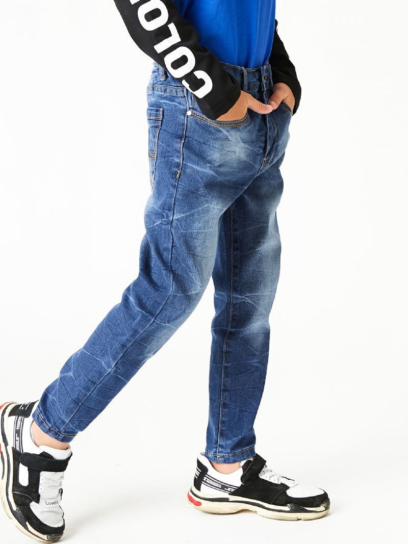 Pojkar Faded Button Regular Fit Denim Jeans Barnkläder