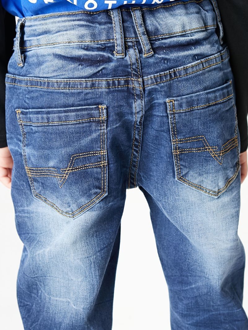 Pojkar Faded Button Regular Fit Denim Jeans Barnkläder