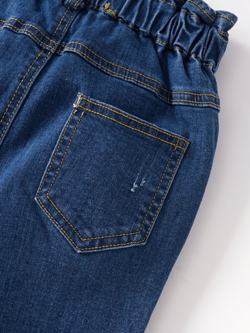 Raka Flickor Jeans Elastiskt Midjeband För Höst Och Vinter Nyhet