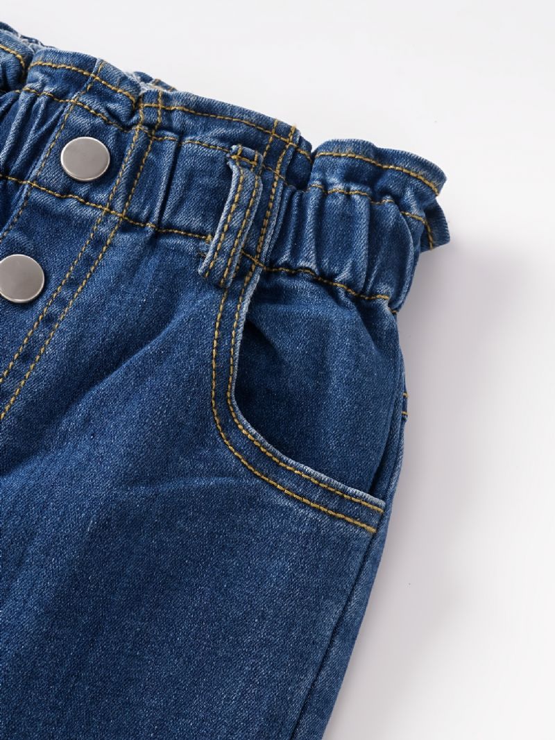 Raka Flickor Jeans Elastiskt Midjeband För Höst Och Vinter Nyhet