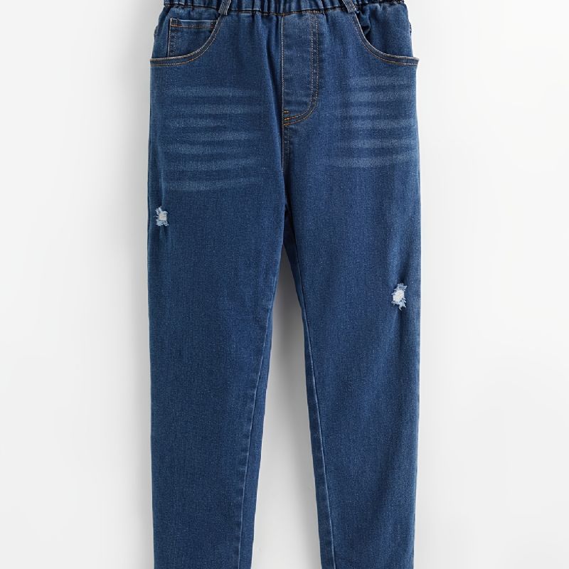 Skinny Jeans För Flickor Casual Byxor Med Elastisk Midja Barnkläder